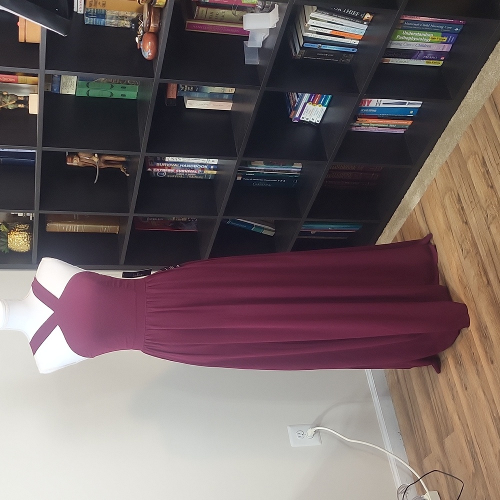 LULUS Burgandy Air of Romance Maxi Dress